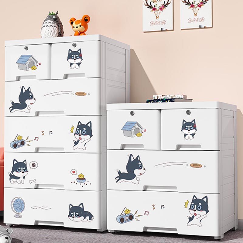 Contemporary Style Non-Hanging Armoire White Colour Plastic Wardrobe Closet