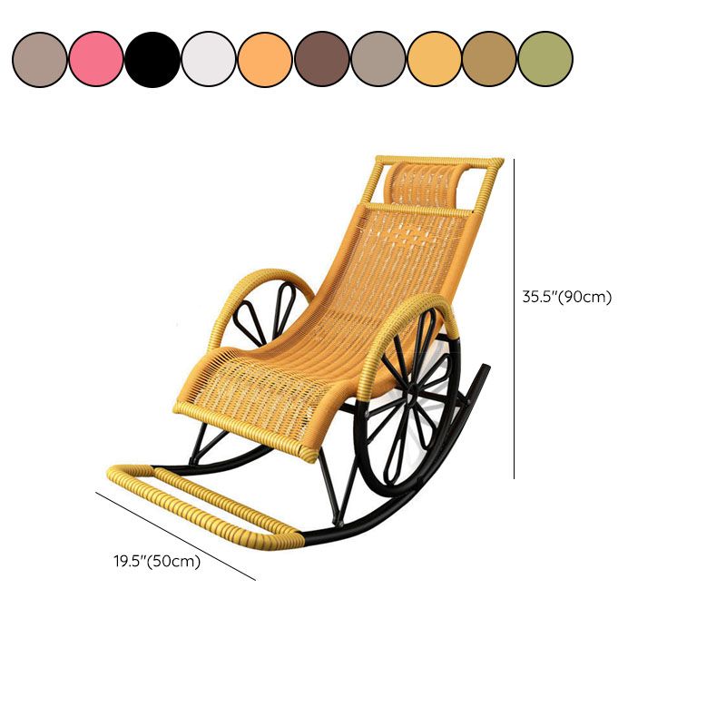 Indoor Single Rocking Chair Mid-Century Modern Rattan Rocking Chair