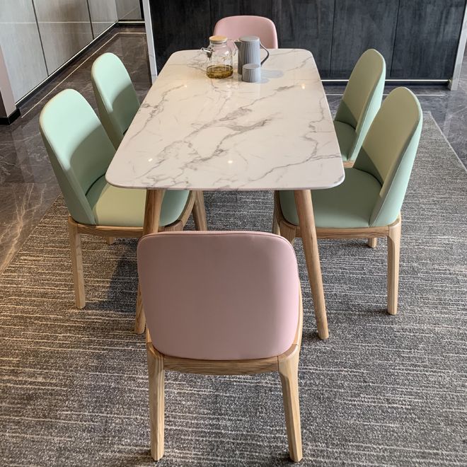 Contemporary Rectangle Dining Table White Sintered Stone Dining Table with 4 Legs