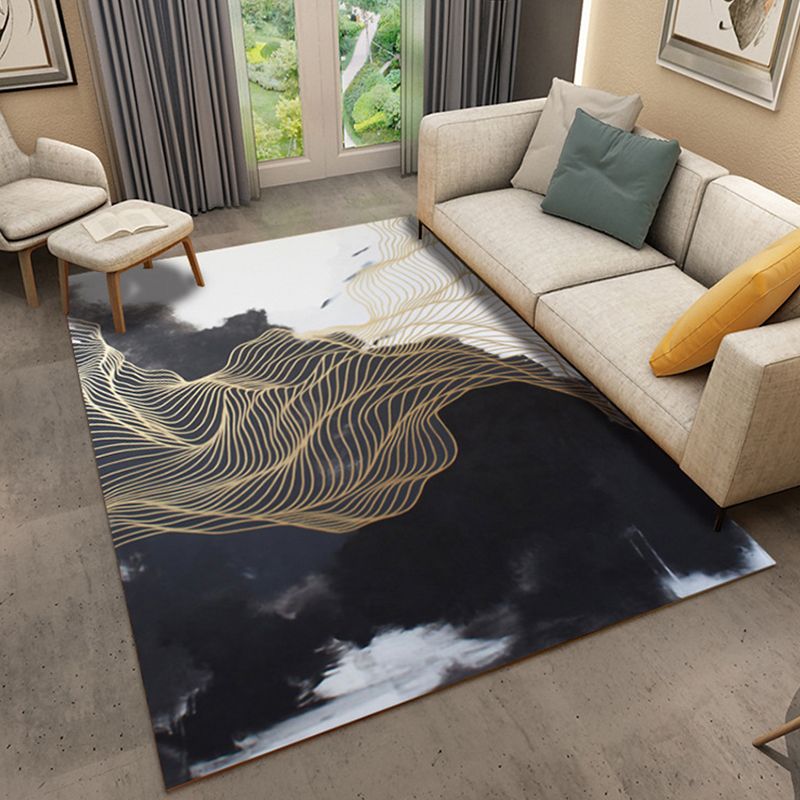 Punky Abstract Print Rug Multi-Color Modern Style Rug Synthetics Non-Slip Backing Machine Washable Pet Friendly Rug for Home Deco