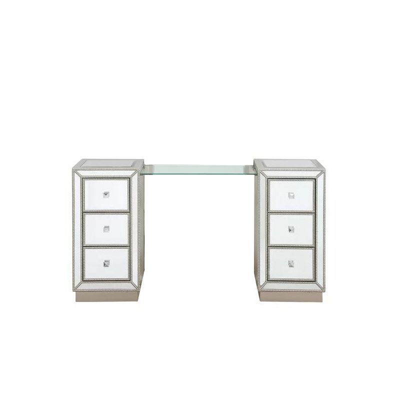 Sliver Glass Vanity Set 15.74" Wide Make-up Vanity with 6 Storage Drawers