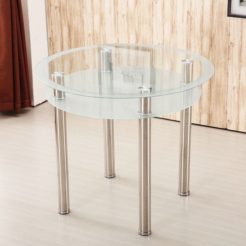 Contemporary 35.4" Round Dining Table Clear Tempered Glass Table with 4 Legs