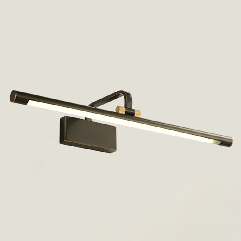 Single Light Metal Linear Wall Lighting Modern Style Mirror Wall Mounted Light Fixture in Black