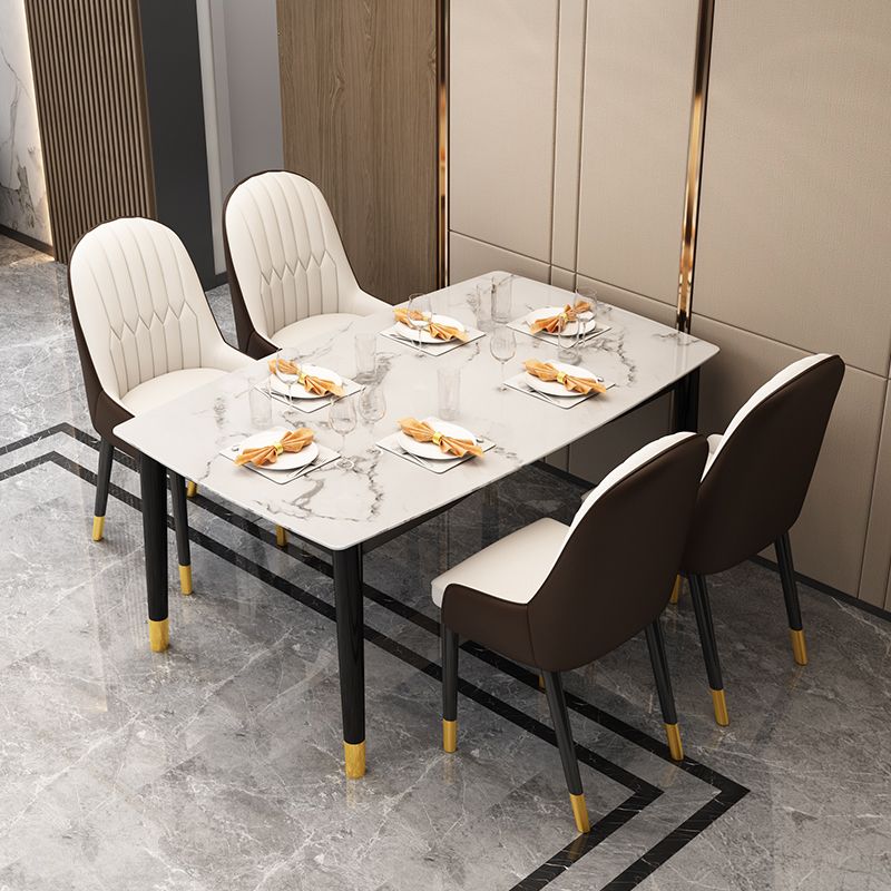 Silla lateral casera escandinava Silla de comedor con respaldo sólido tapizada de metal