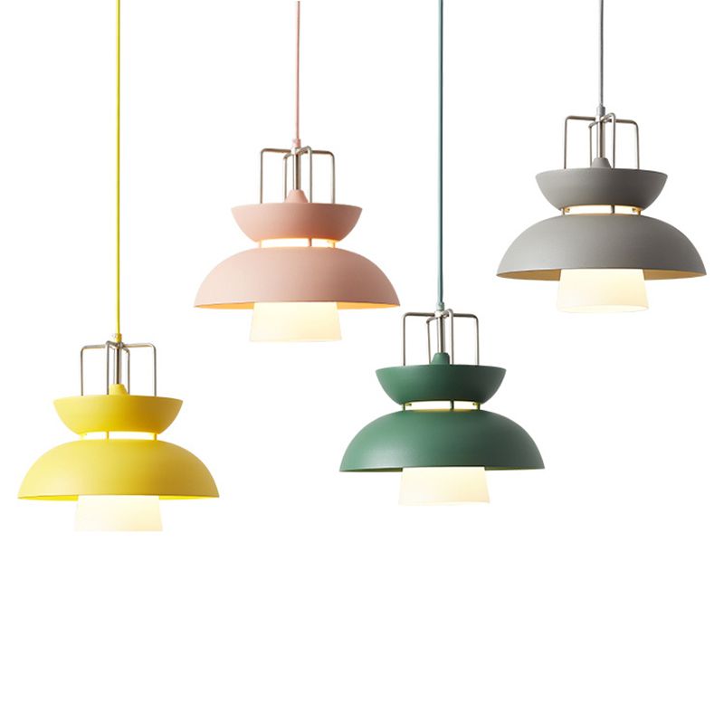 1 lichte kom licht hangers macaron aluminium hanglampen met hangende koord voor restaurant