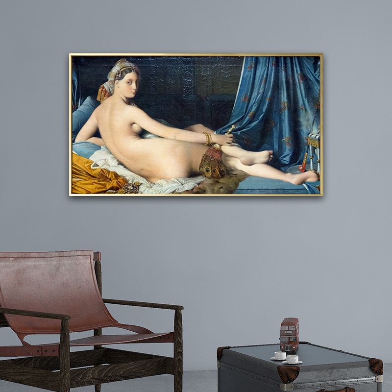 Nackte Frau Gemälde Kunstdruck Vintage Sexy Figur Wanddekoration in Blau für Esszimmer