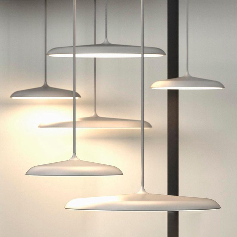 Modern Hanging Light Fixtures Round Plate Pendant Lights Metal 1 Light Pendant Lamp