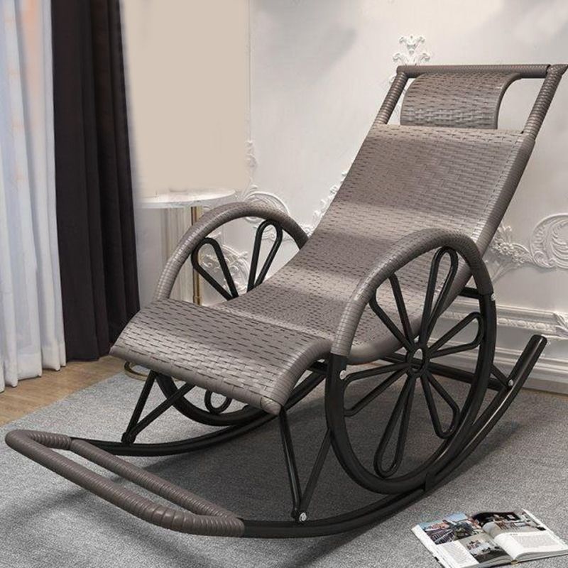 Contemporary Woven Rope Rocker Chair Wicker Rocking Chair for Home Decor