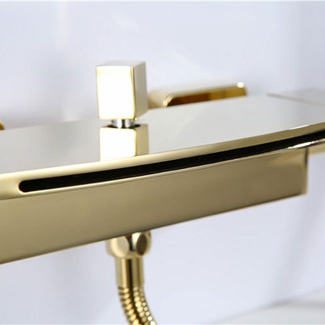 Modern Tub Faucet Trim Copper with Handles and Diverter Wall Mount Bath Filler Trim
