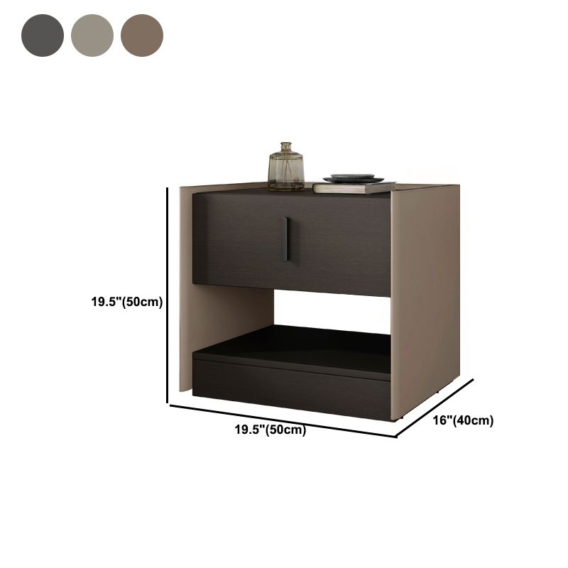 Contemporary Faux Leather 1 - Drawer Nightstand 20" Tall Nightstand