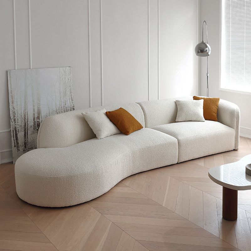 Scandinavian Curved Sofa with Chaise 49.21-In D 4-Seater Sofa