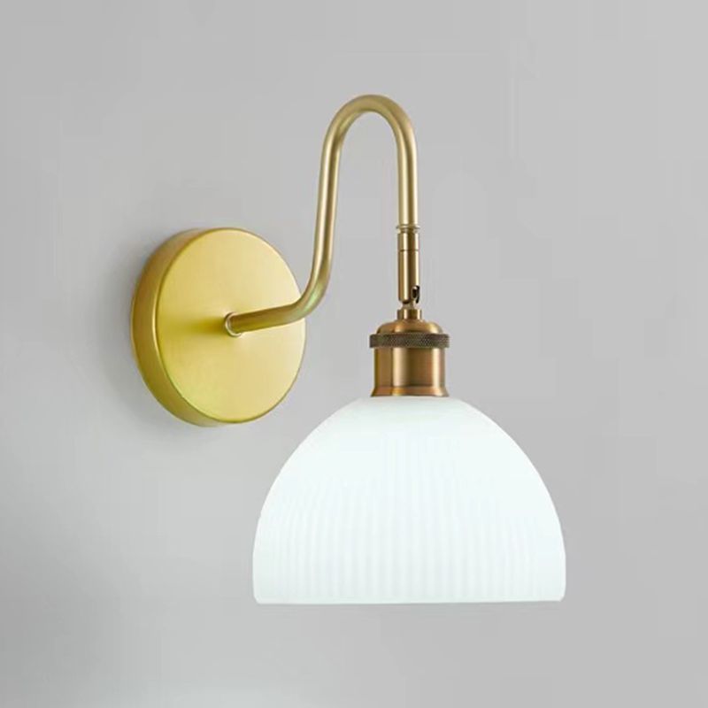 1-Light Wall Lamp Modern Wall Mount Lamp with Glass Shade for Bedroom