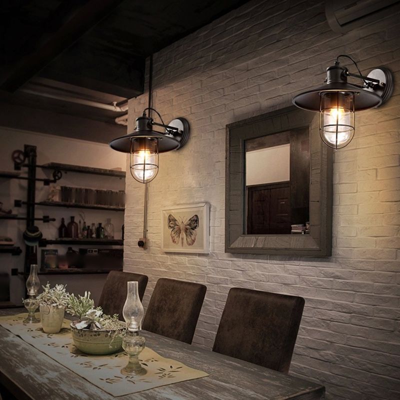 Flared Wall Sconce Lighting Industrial Style Metal 1 Light Wall Mounted Light