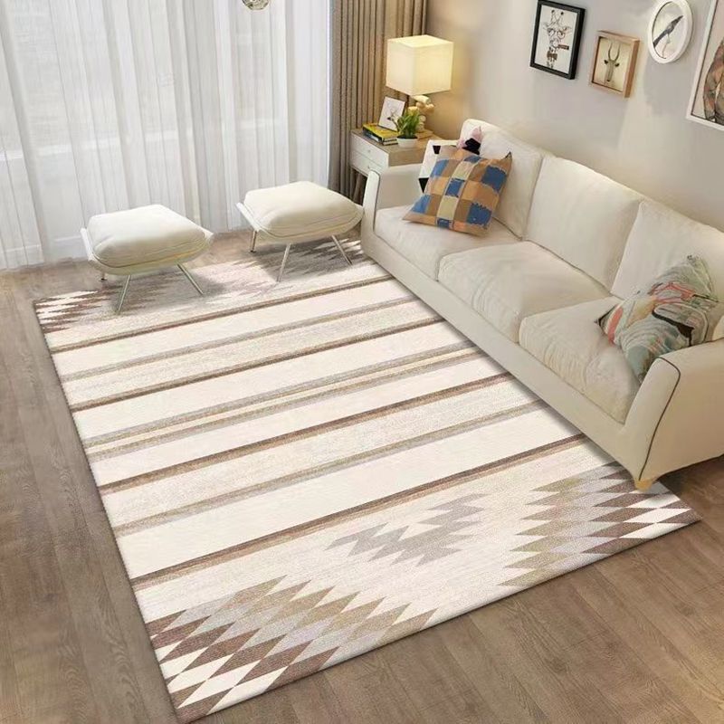 Brown Modern Rug Polyester Pattern Rug Washable Indoor Rug for Drawing Room