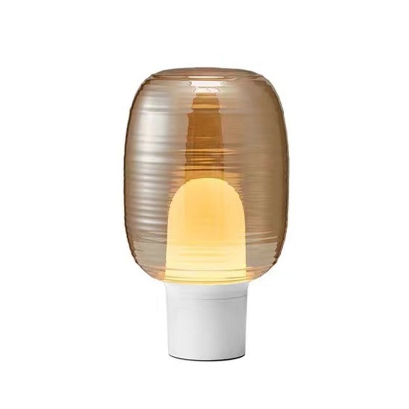 Lampade da comodino zucca bianca Luci da comodino moderne a 1 luce con paralume in vetro per camera da letto