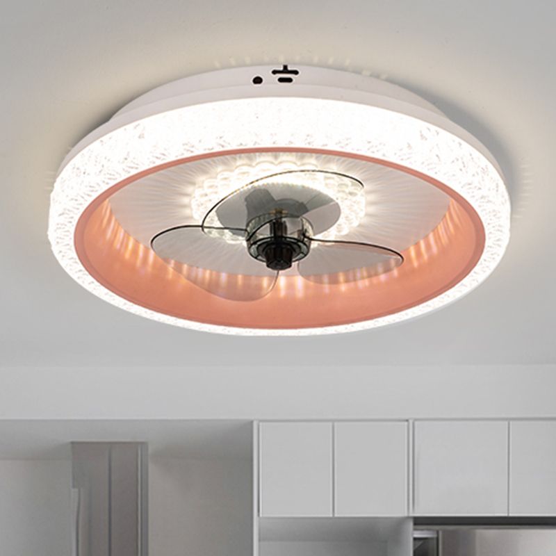 19,5 "breit runde LED-Semi-Flush-Leicht-Makryl-Esszimmer 3-Blatt Deckenventilator, Fernbedienung