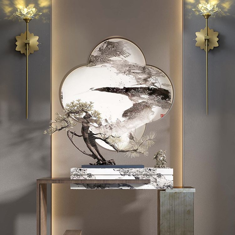 Crystal Floral Wall Sconce Lighting Simplicity Style Sconce Light Fixture in Gold