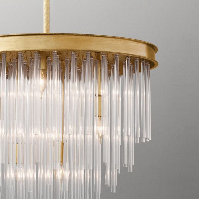 6/8-bulb Restaurant Kroonluchter Licht Modernism Gold Pendant Lighting Partramure met gelaagde heldere K9 Crystal Shade, 19,5 "/23.5" W