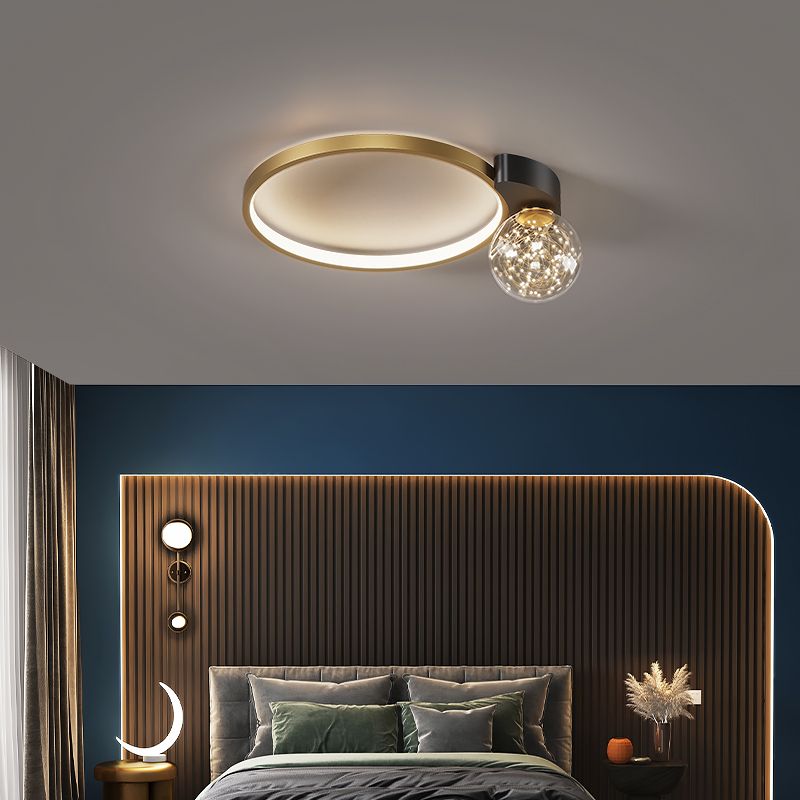 Einfachheit LED-Unterputzleuchte Moderne Deckenleuchte mit klarem Glasschirm für Schlafzimmer