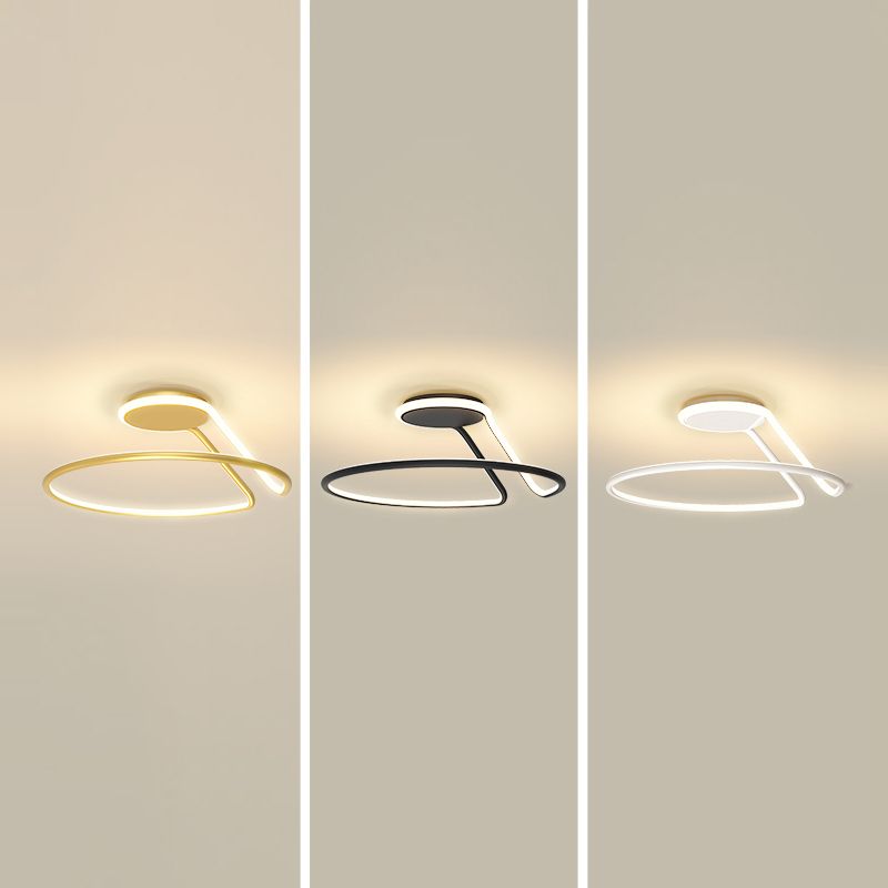Line Shape LED Ceiling Lamp Modern Iron 1 Light Flush Mount for Bedroom