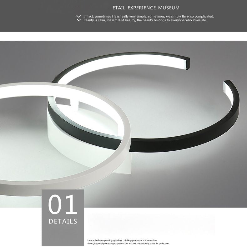 Montaje redondo de techo de techo de metal minimalista lineal semi luz semi flush.