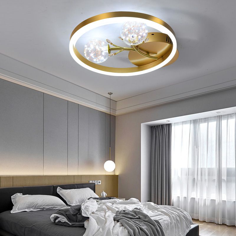 Modern Style Spherical Shape Ceiling Light Glass 3 Light Ceiling Light for Living Room