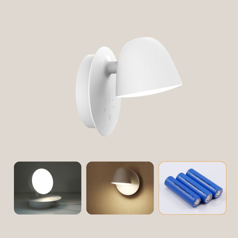 Modern Creative White Rotatable Wall Sconce Plastic Dome Wall Light for Interior Spaces