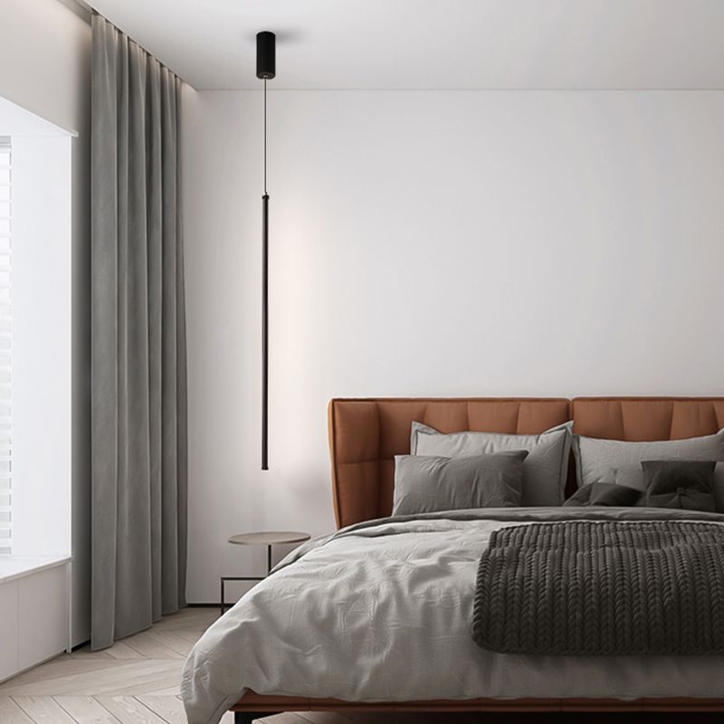 1 leichte lineare hängende Anhänger moderne Metallhängung in Schwarz für Schlafzimmer