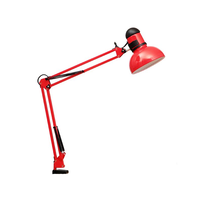 Adjustable Dome Shade Desk Lamp Simple Style Metallic 1 Light Black/Red Reading Book Light for Study Room