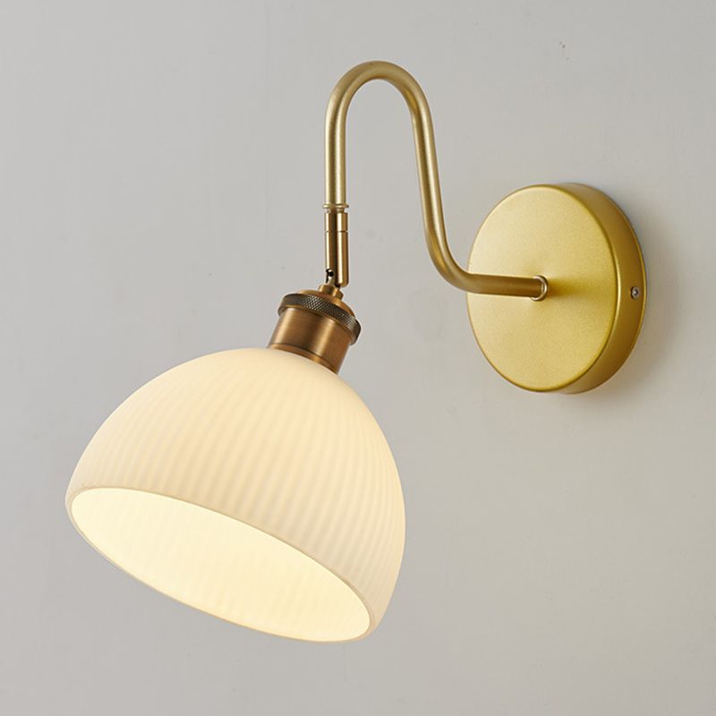 1-Light Wall Lamp Modern Wall Mount Lamp with Glass Shade for Bedroom