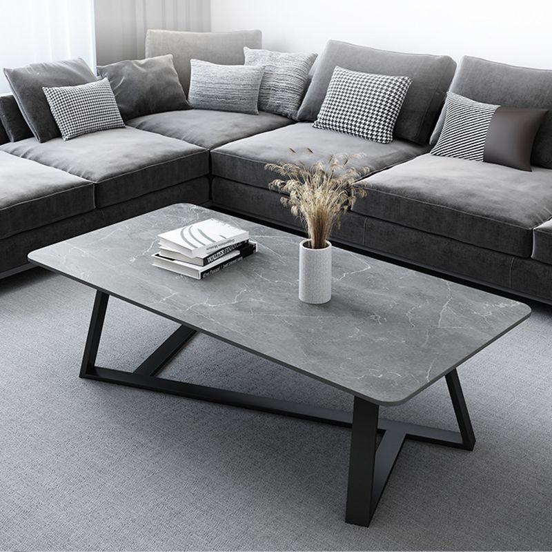 Trestle Marble Cocktail Table Contemporary Rectangular Coffee Table