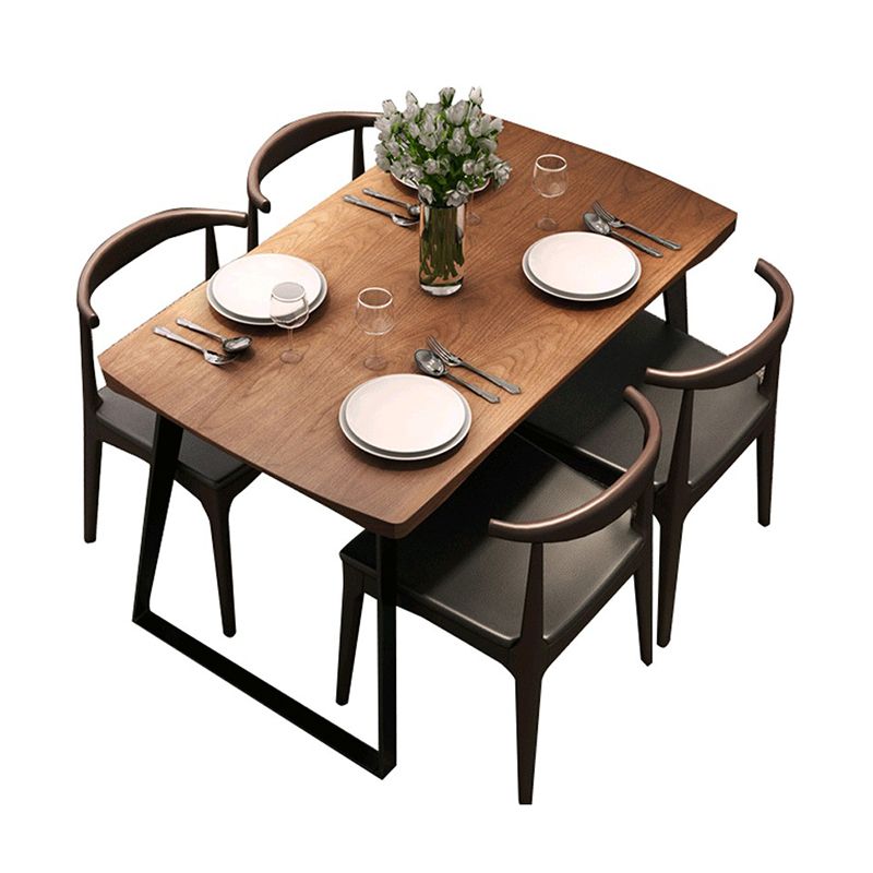 Industrial Wood Dining Table Dining Rectangle Table with Metal Legs