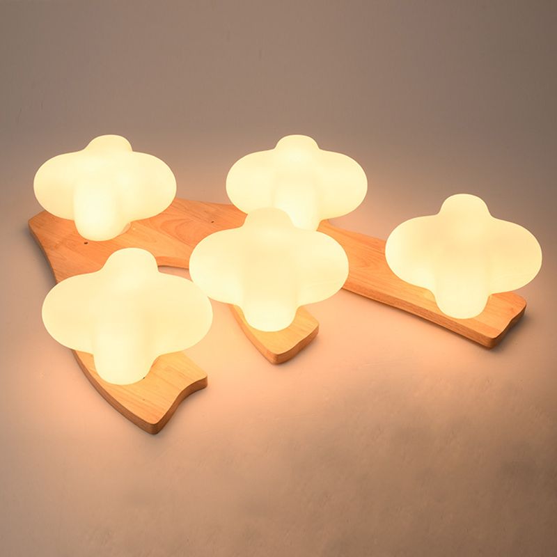 Creatieve houten inbouwplafondlamp van matglas, plafondmontage voor woonkamer