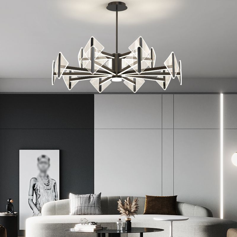 Creative Acrylic LED Chandelier Modern Style Pendant Light in Black for Bedroom
