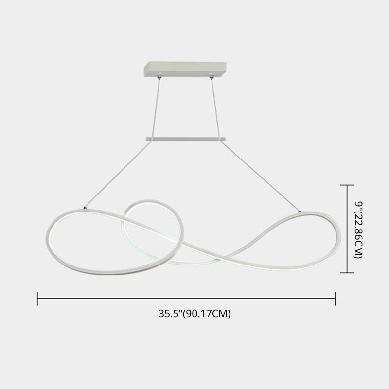 LED Strip Island Light Fixture Minimalist Metal Dining Room Linear Pendant Lighting