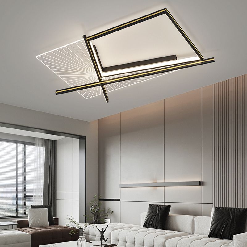 Minimalisme Aluminium LED Ceiling Mounted Light Squared 1-Light Flush Light for Living Room