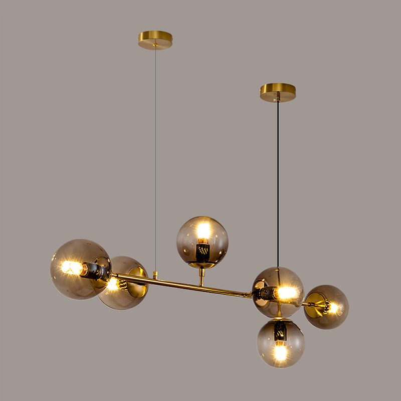 Spherical Shape Island Lights Modern Style Glass 6 Light Pendant Lighting Fixtures