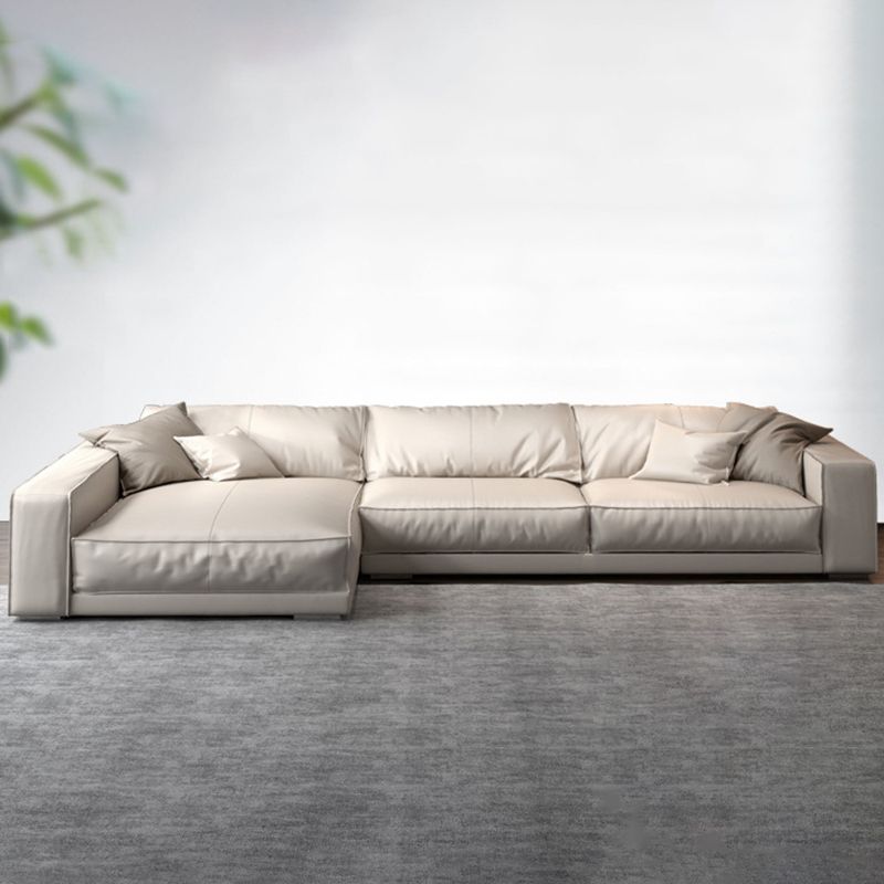 Square Arm Sectional Sofa Contemporary 3-seater Leather Sectional