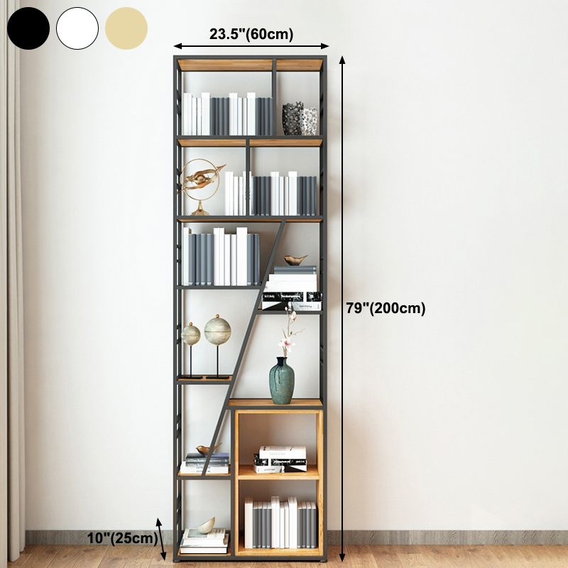 9.84"W 78.74"H Bookcase Industrial Style Open Back Bookcase for Study Room Home Office