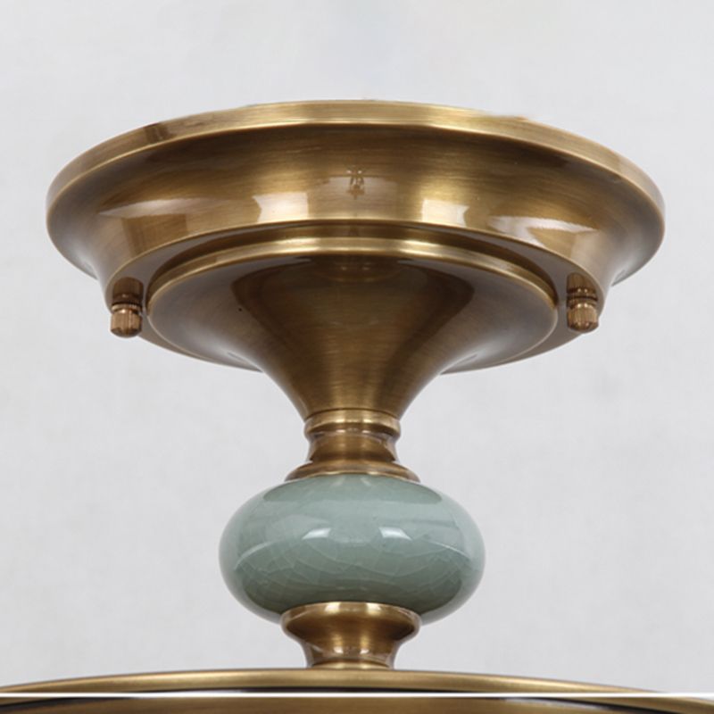 Traditionele semi-inbouwlamp, eenvoudige plafondlamp met glazen kap voor woonkamer