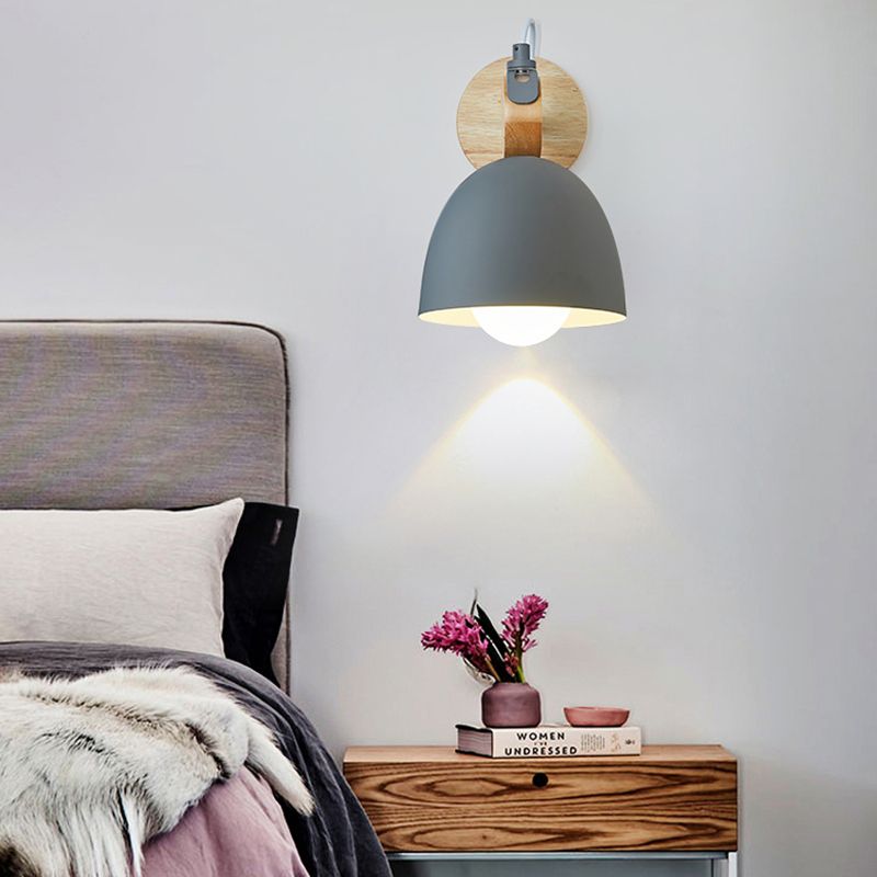 Flared Wall Lighting Fixtures Modern Style Wood 1 Light Wall Lighting