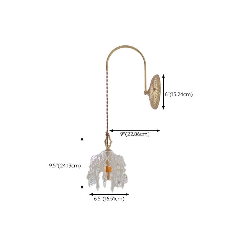 Metal Modern Wall Sconce Geometric Shape Wall Lamp with Crystal Shade