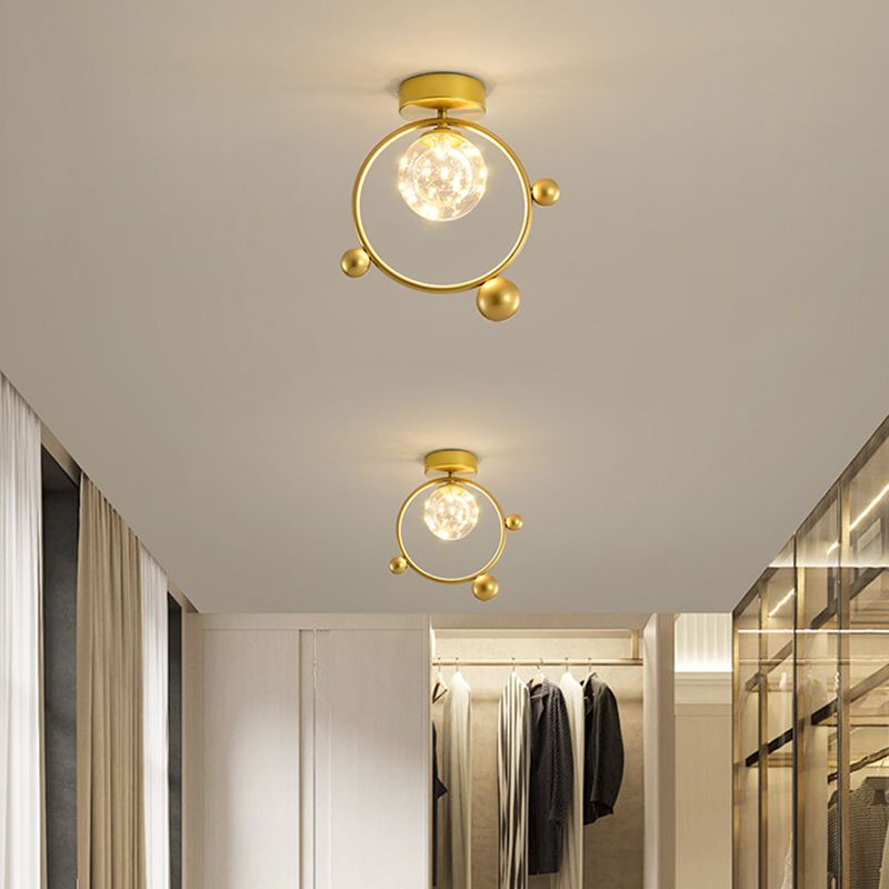 New Modern Clear Glass Flush Light Fixtures Corridor Spherical Flush Mount with Shape