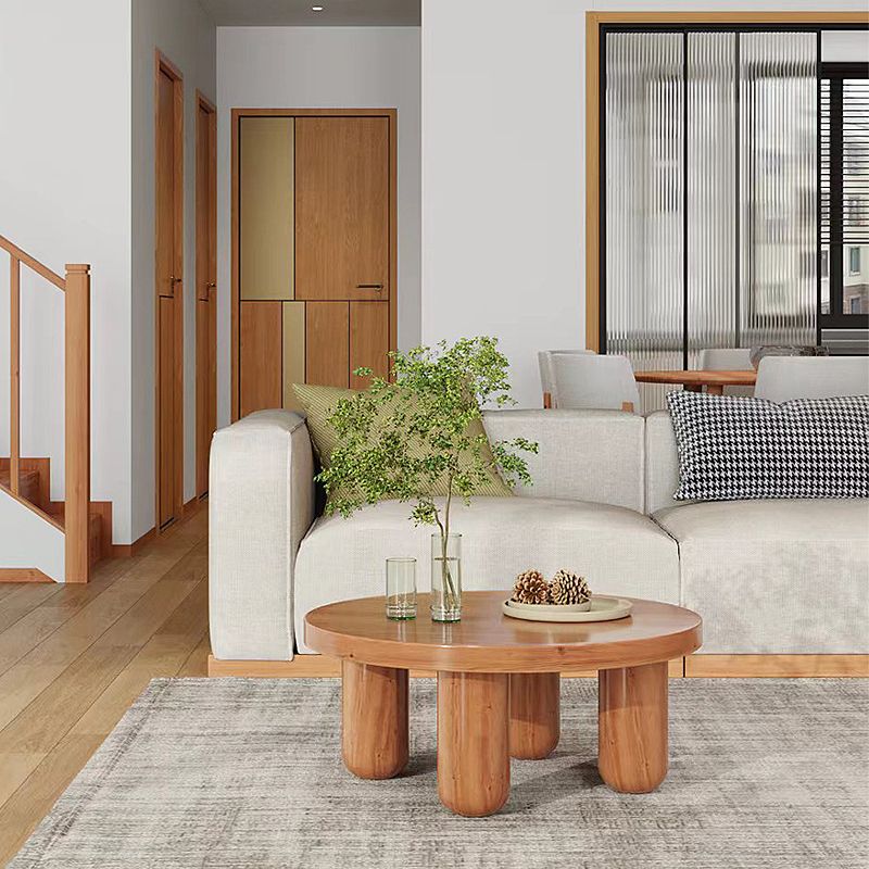 Dia 23.6"/27.6"/31.5" Wooden Cocktail Table, Scandinavian 4 Legs Round Coffee Table