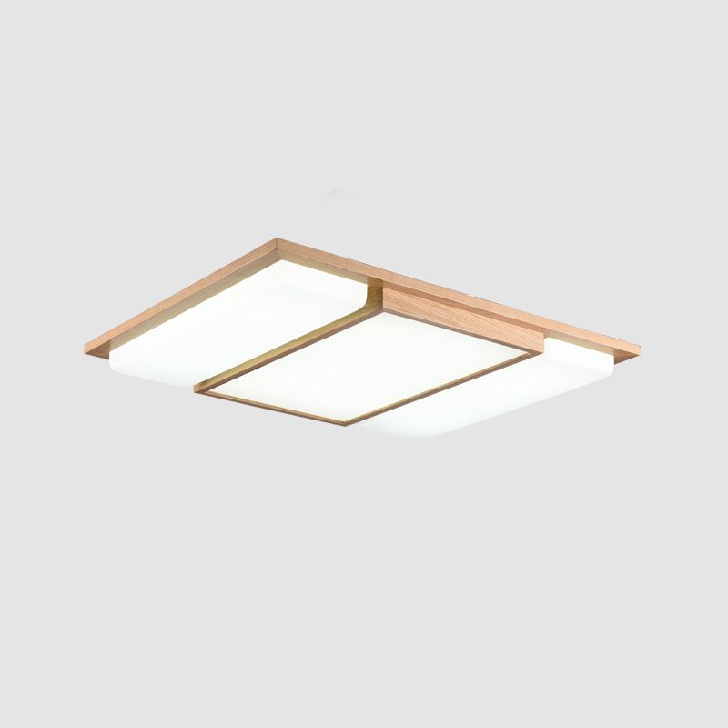 Plafoniera da incasso a LED per soggiorno in legno semplice con rettangoli di giunzione in beige
