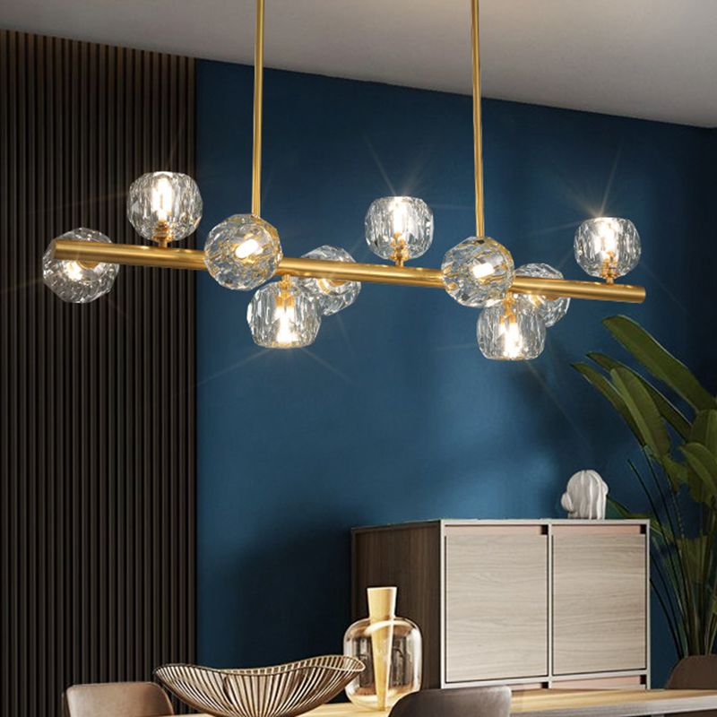 Globe Crystal Island Lighting Fixture Modern Elegant Ceiling Pendant Light for Dining Room