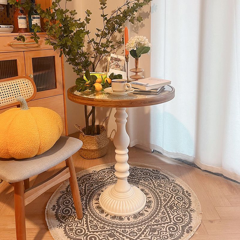 Modernistic Accent Side Table Glass Top Living Room Round Pedestal End Table