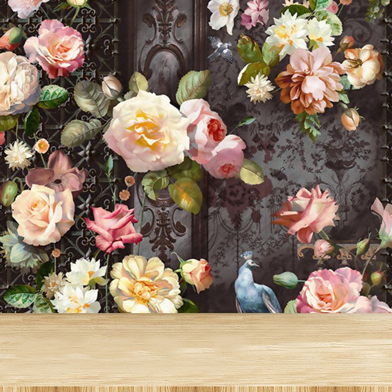 Contemporary Flower Print Mural Pastel Color Florentine Wall Art, Made to Measure