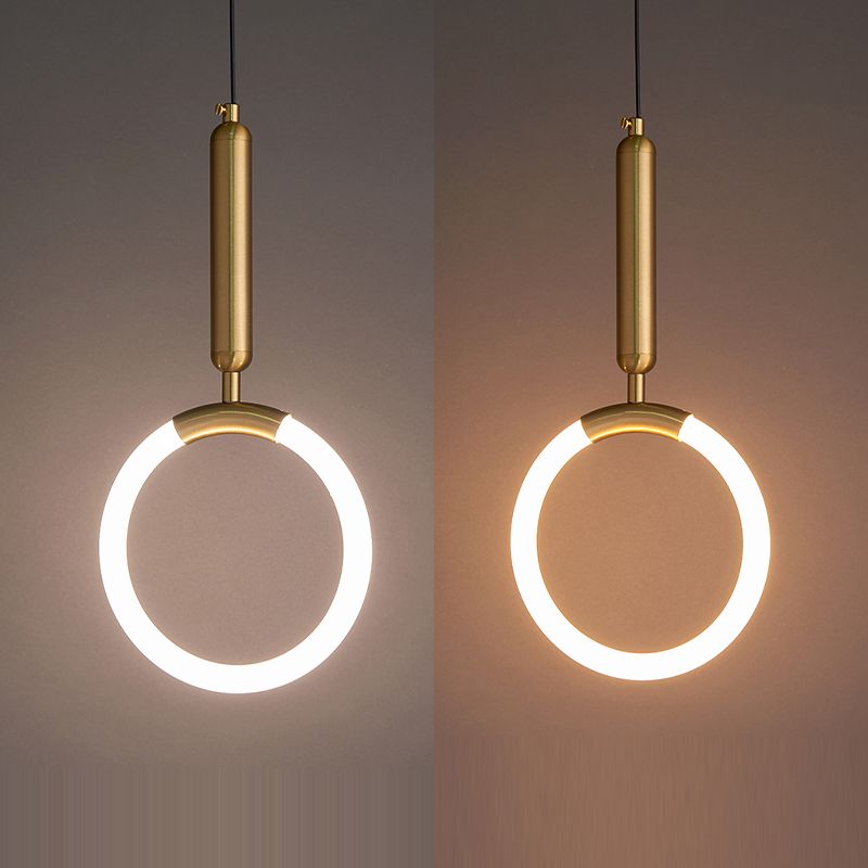 LED Ring Shape Hanging Light Fixture Modern Simple Style Living Room Pendant Light