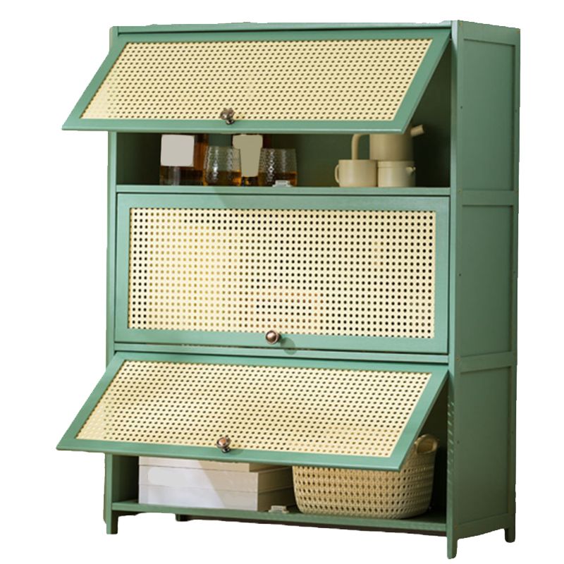 13" Wide Steel 3/4/5 - Door Accent Cabinet, With Rattan, Green